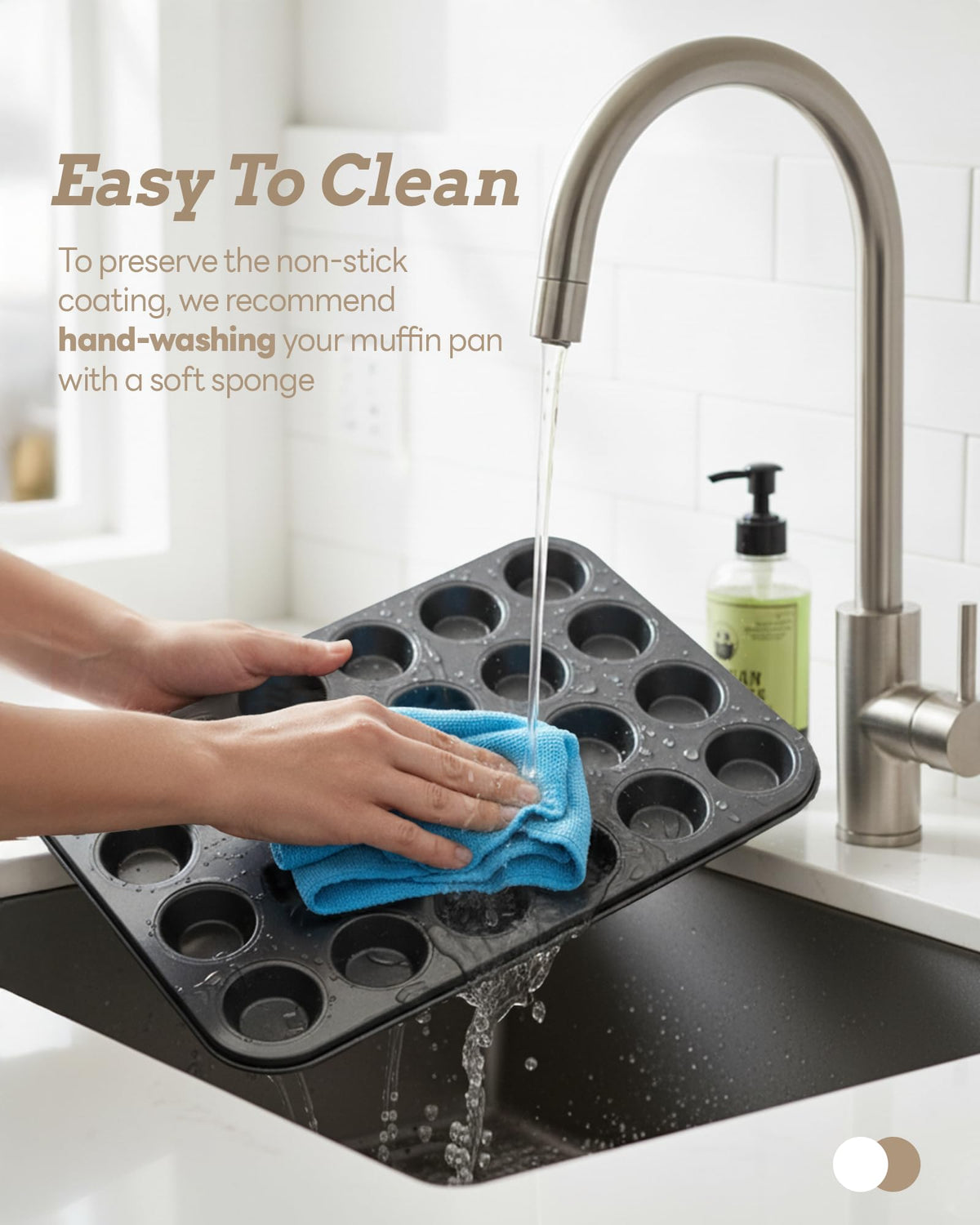Bake Choice nonstick surface facilitates easy release and cleanup