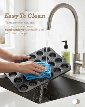 Bake Choice nonstick surface facilitates easy release and cleanup