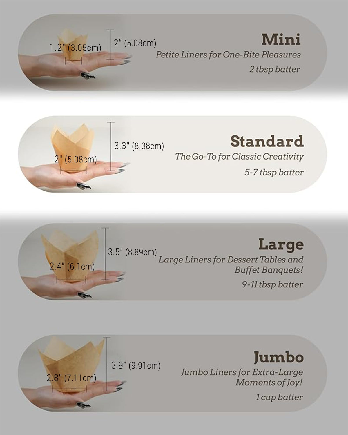Bake Choice tulip liners in pan showcase elegant tulip shape for attractive cupcakes