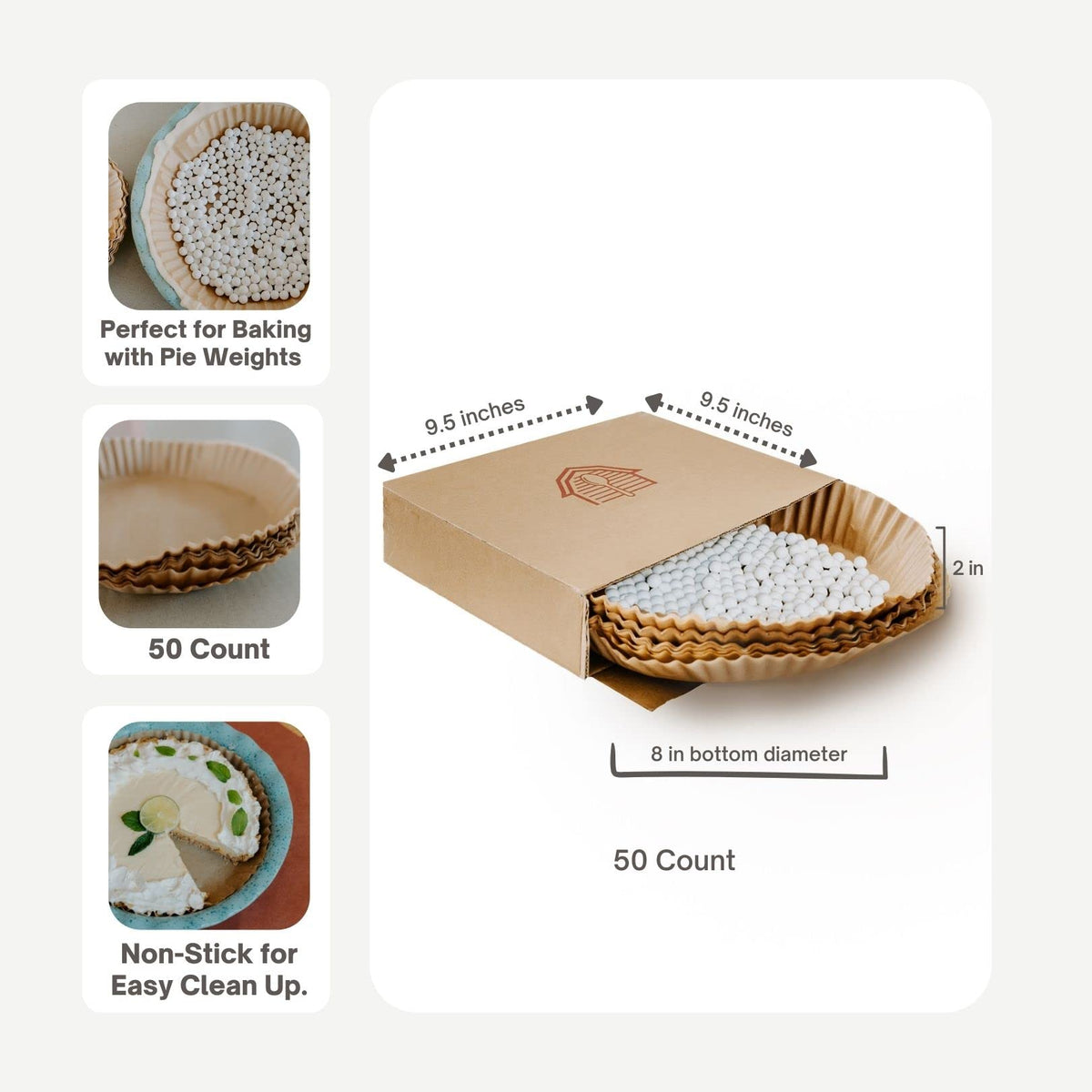 Perforated liner sheets make lifting crusts easy and mess-free.