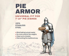 BakeBarn Pie Armor sits in the shell for even crusts.