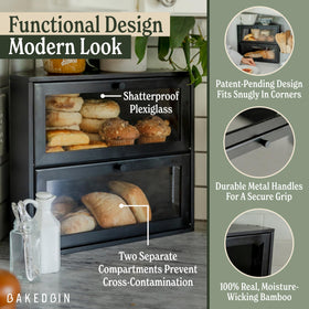 BakedBin 100-percent bamboo construction emphasizes durability and natural appeal.