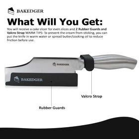 Bakedger cake knife slicer adjustable piece sizes ideal for quick, uniform portions.