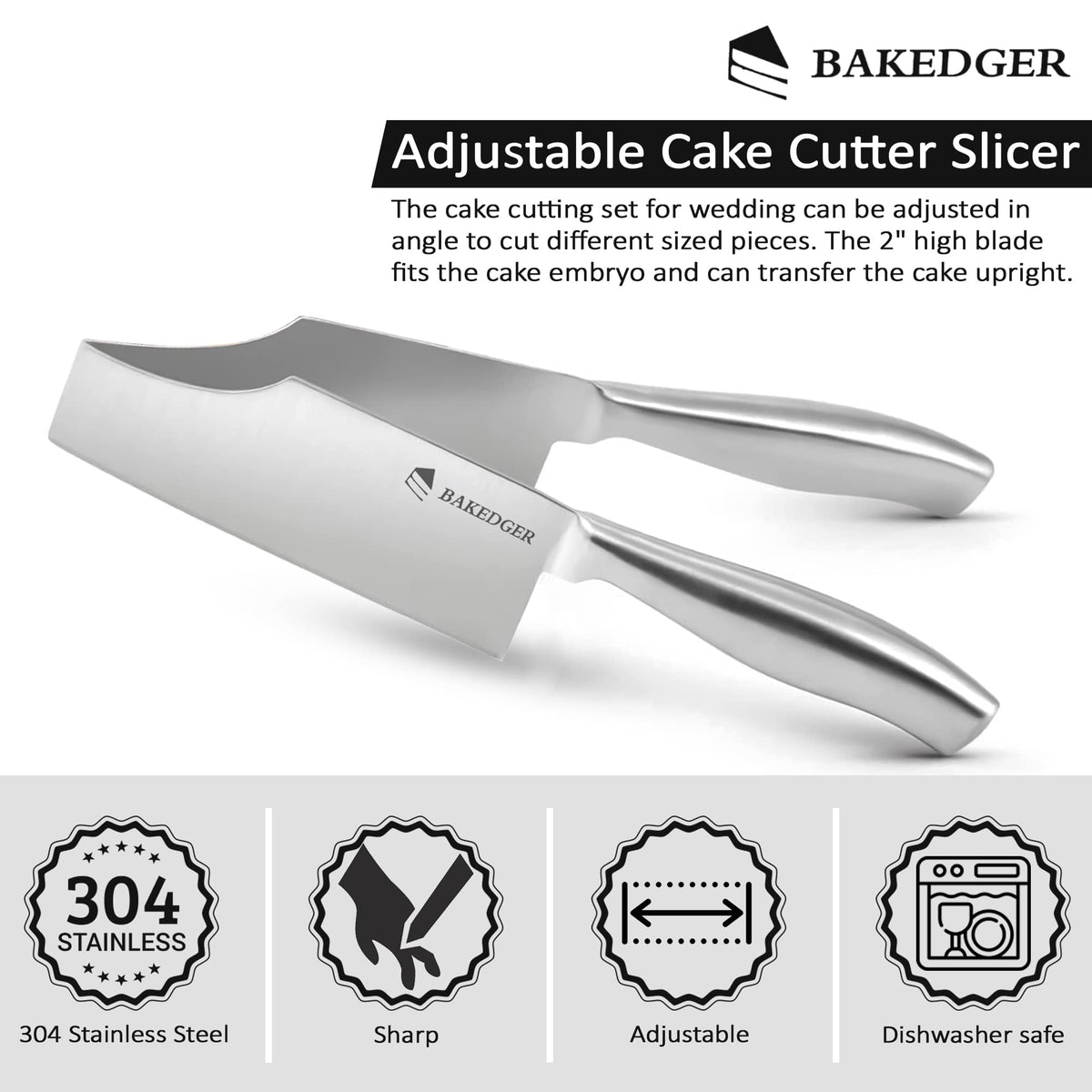Bakedger cake knife slicer easy-to-use design for effortless cake cutting.