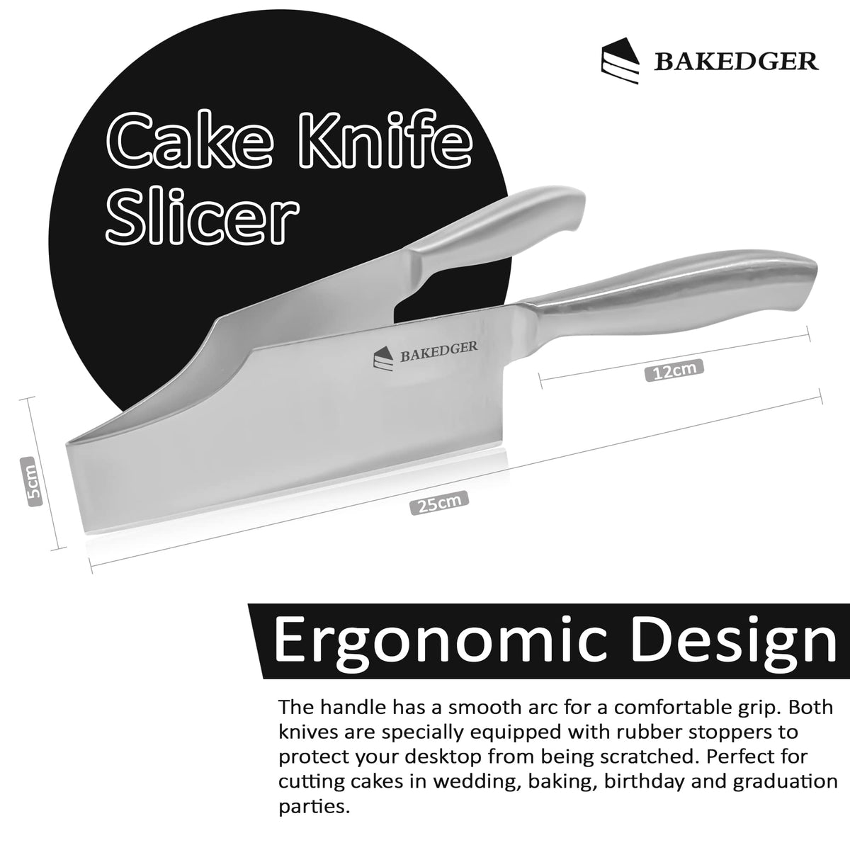 Bakedger cake knife slicer wedding option with gift box presentation.