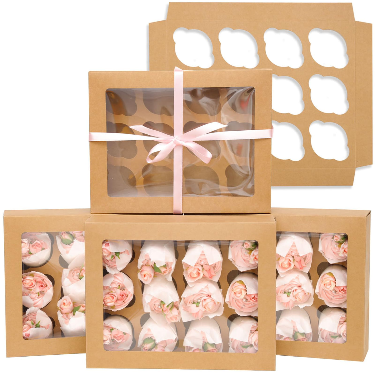 Bakepacker 12-cupcake box with window showing treats for gift-ready presentation
