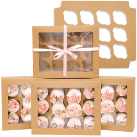 Bakepacker 12-cupcake box with window showing treats for gift-ready presentation