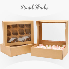 Bakepacker brown 20-pack boxes provide sturdy transport for cupcakes.