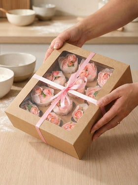 Bakepacker 13x10x3-5inch box fits standard cupcakes securely.