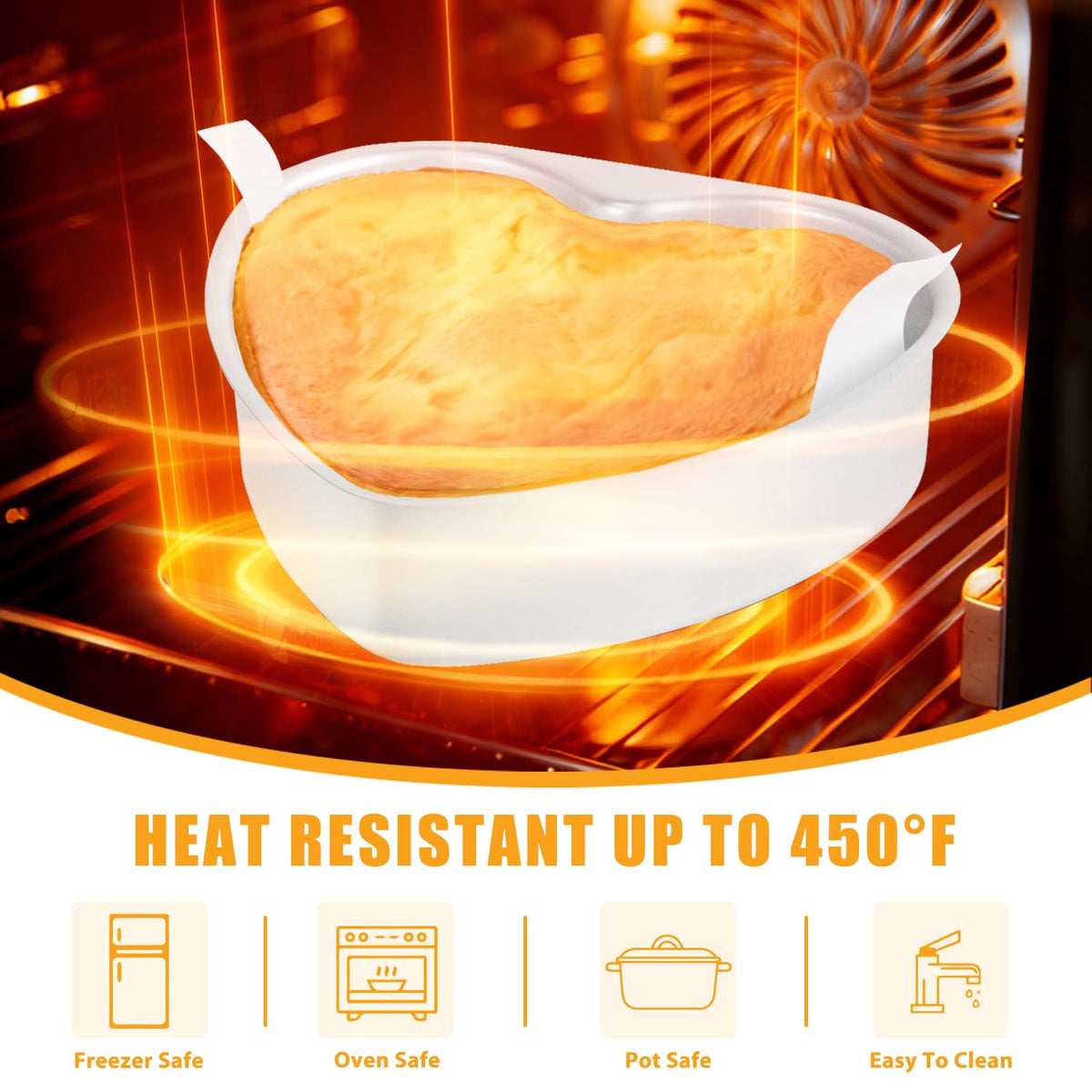 BakerChef rolled rim adds strength and prevents warping during baking