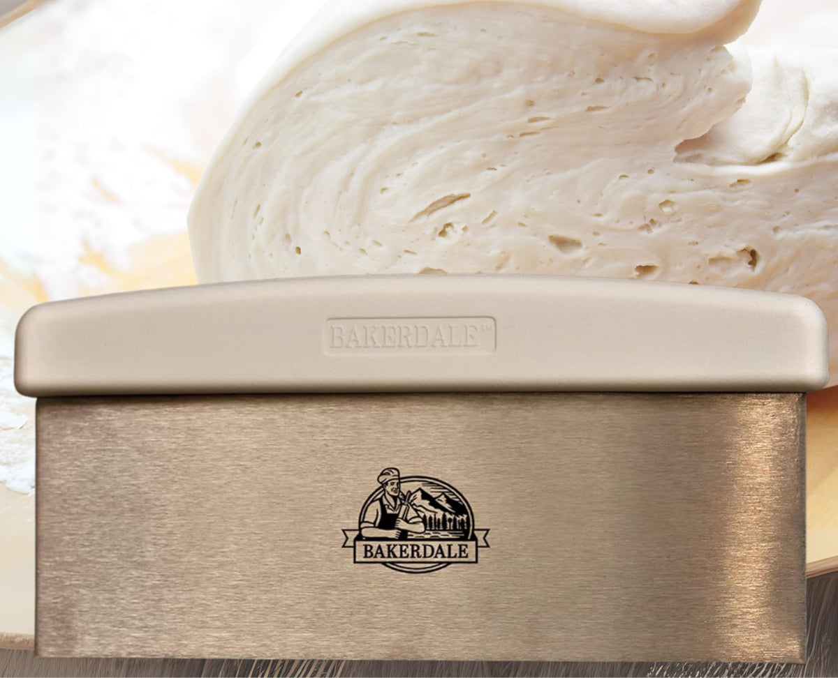Bakerdale versatile kitchen scraper suitable for bowls, counters, and prep work.