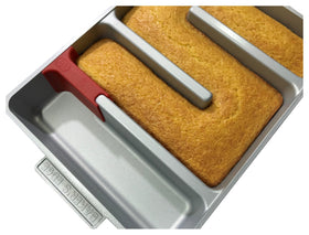 Baker's Edge brownie pan with lid on keeps treats fresh and ready