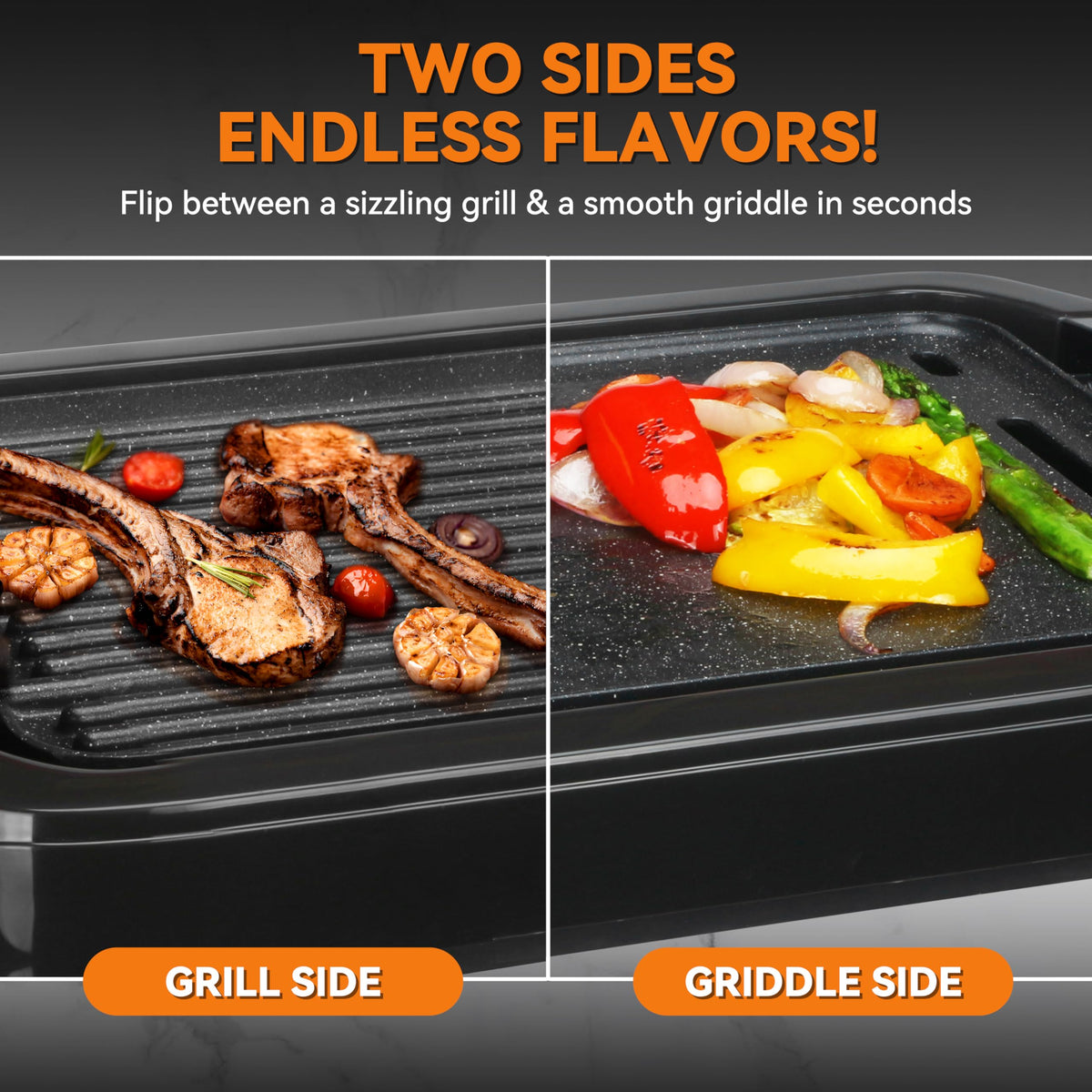 Baker's Friend adjustable heat control for precise cooking up to 450ºF.