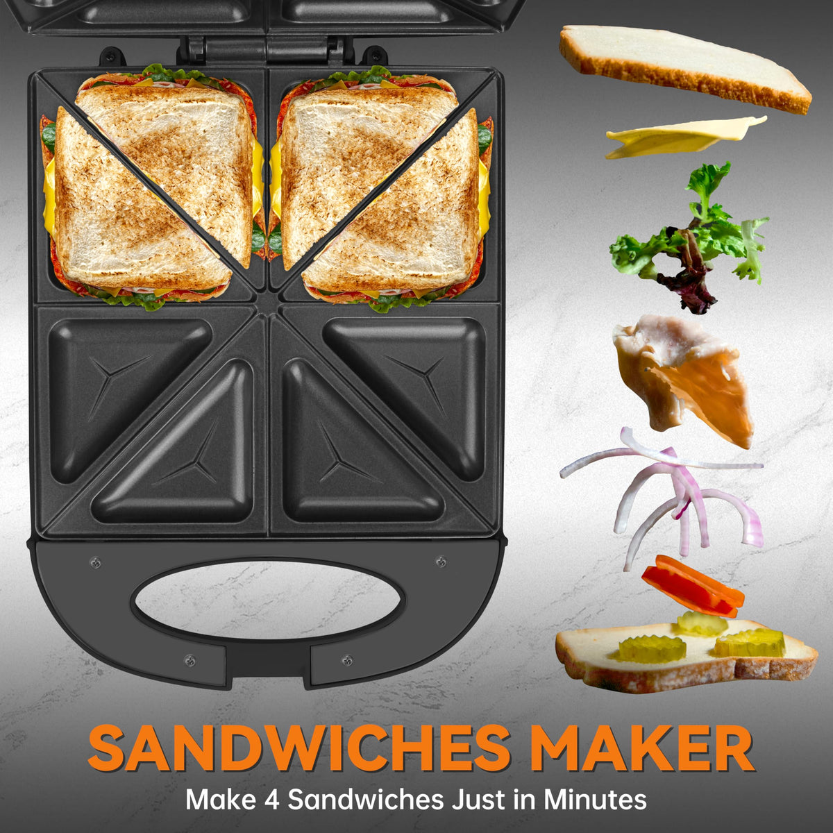 Baker's Friend open-lid view reveals spacious 4-slice capacity for quick meals.