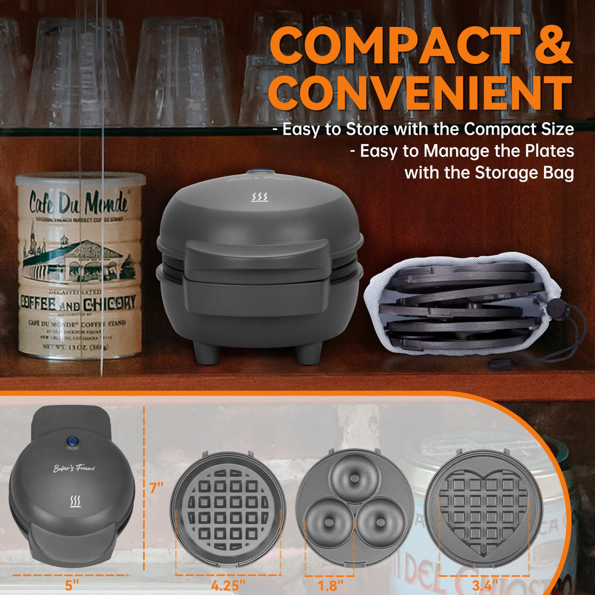 Baker's Friend compact graphite design saves counter space