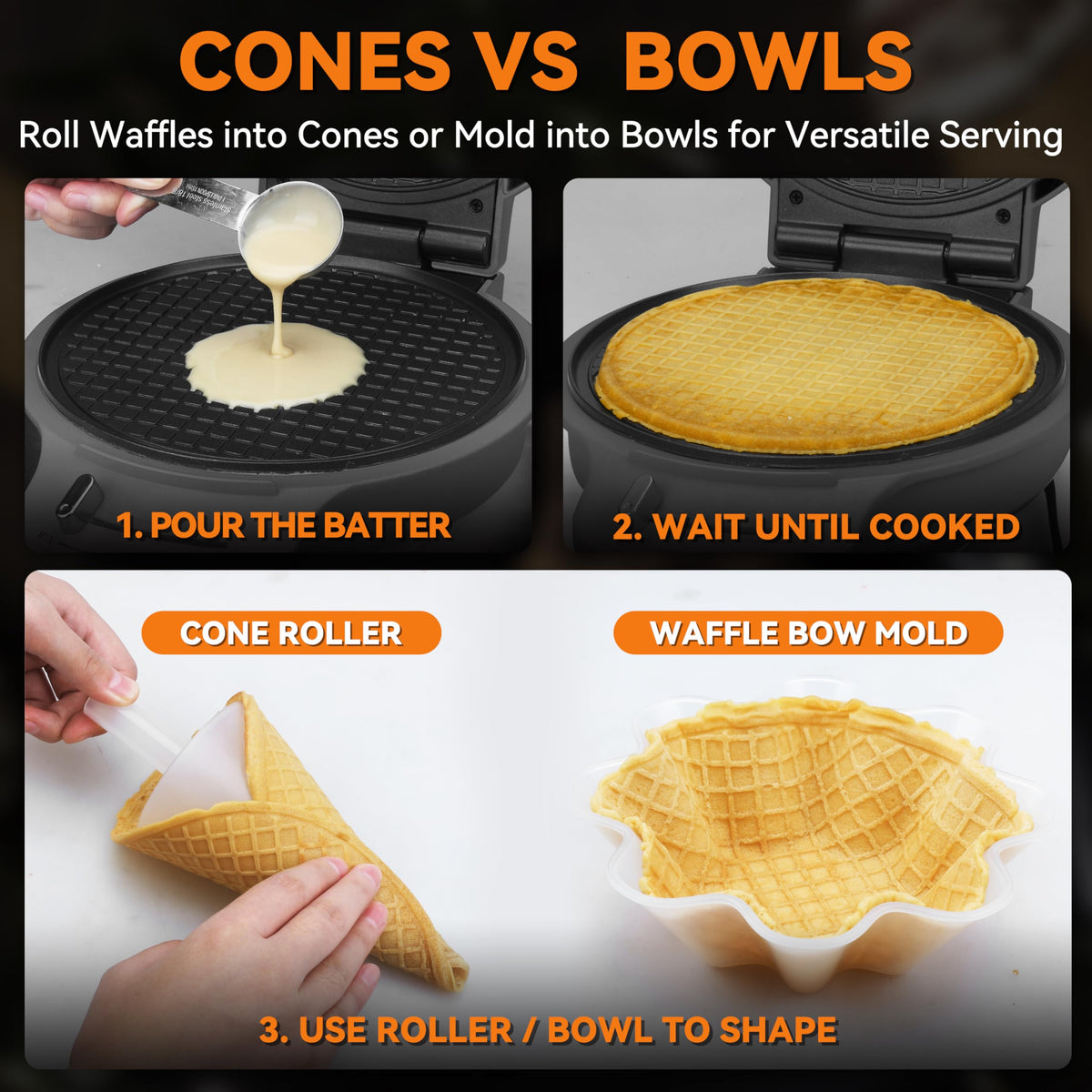 Baker's Friend cone roller attachment in use shaping a cone