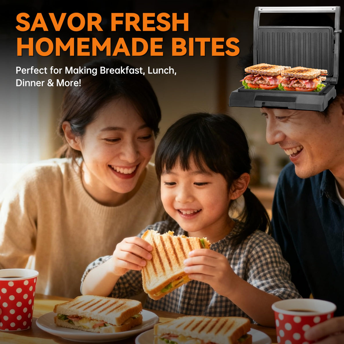 Baker's Friend dorm-friendly press powers quick, satisfying snacks.