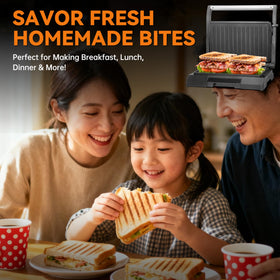 Baker's Friend dorm-friendly press powers quick, satisfying snacks.