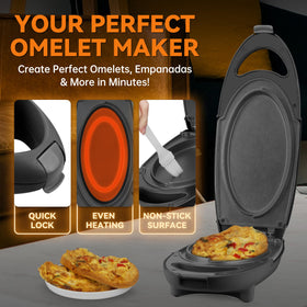 Baker's Friend double-sided pan setup highlights even cooking for fluffy omelets