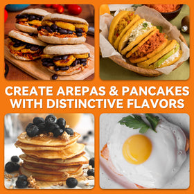 Non-stick surface simplifies cleaning after arepas, eggs, or pancakes