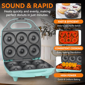 Electric donut maker with non-stick coating for easy cleanup.