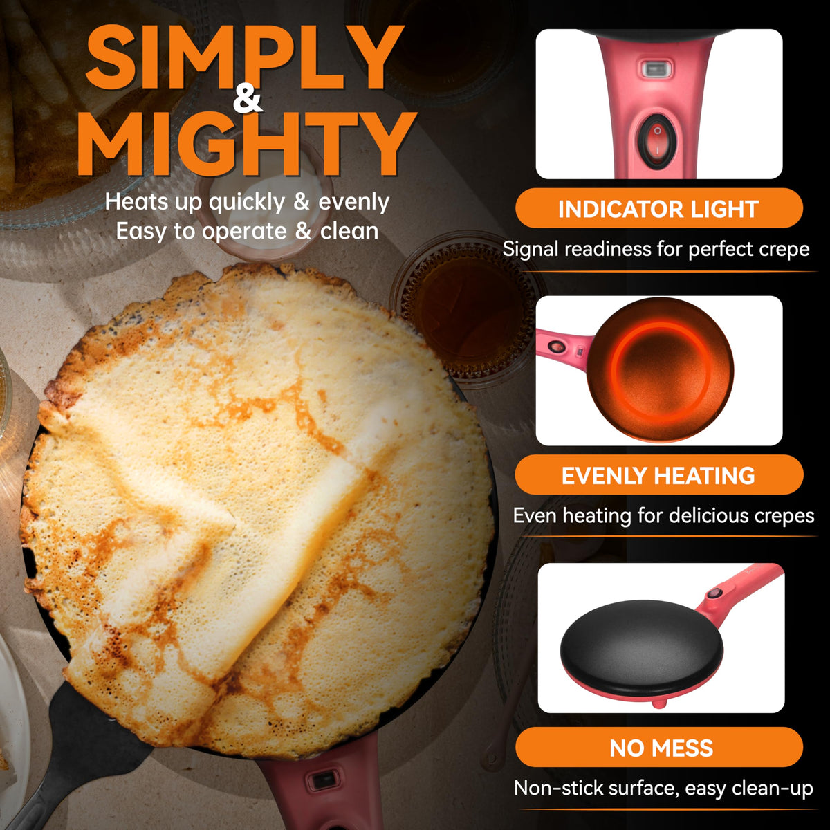 Baker's Friend extended handle design improves maneuverability while cooking.