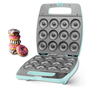 Baker's Friend mini donut maker front view highlighting compact countertop convenience.