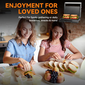 Baker's Friend mini panini press shown in a dorm kitchen setup for solo meals.