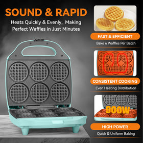 Baker's Friend mini waffles non-stick surfaces for easy cleanup.