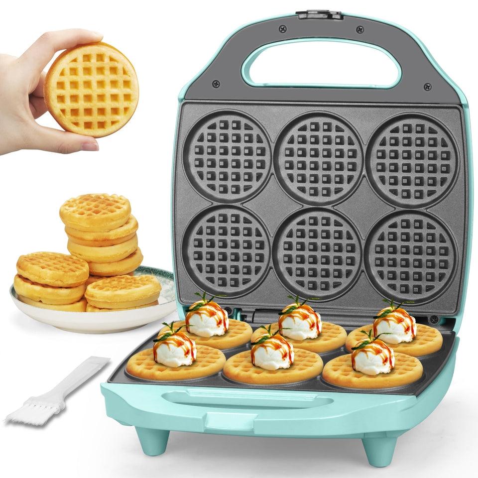 Baker's Friend Multi Mini Waffle Iron with six waffles in one batch.