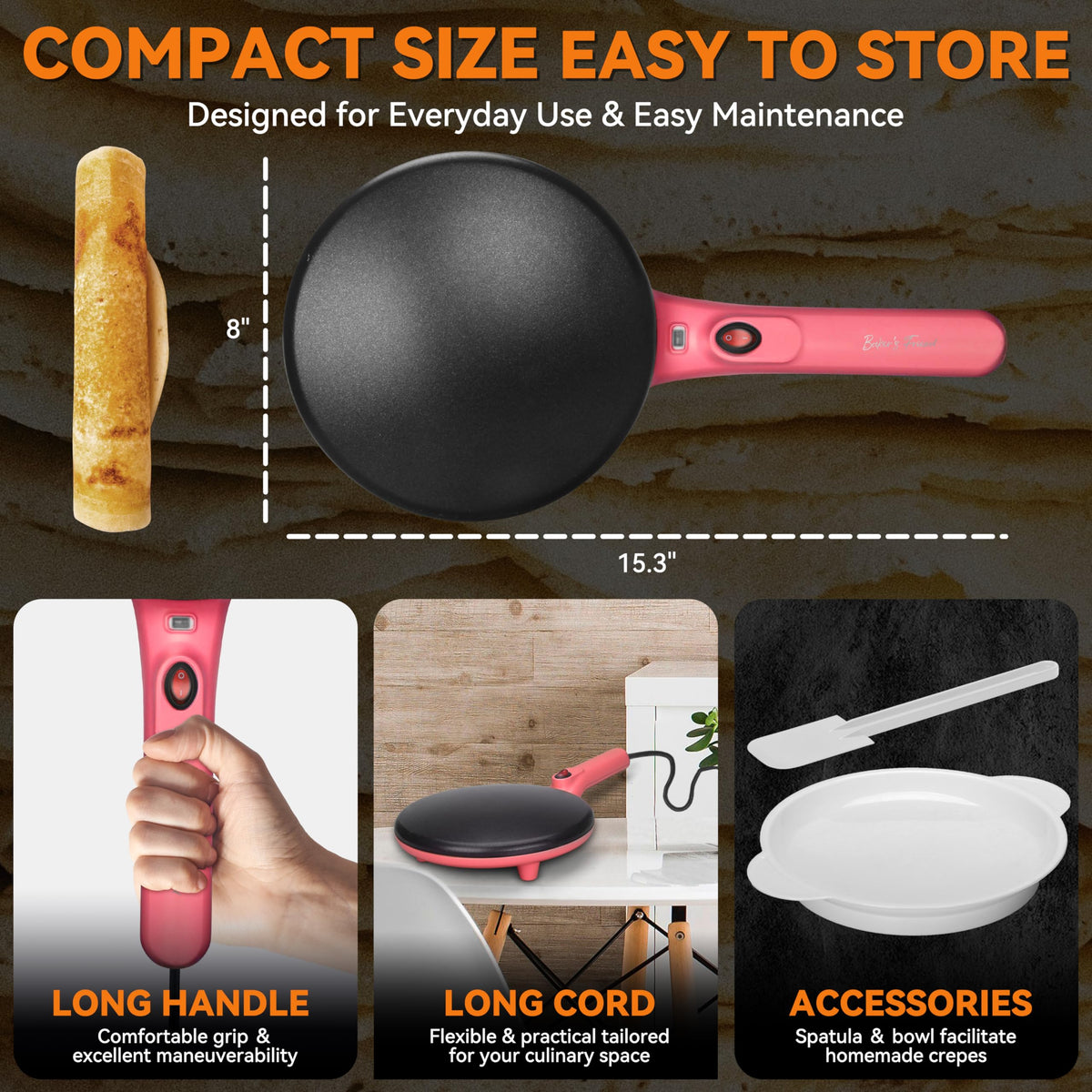 Baker's Friend non-stick coating enables easy cleanup after use.