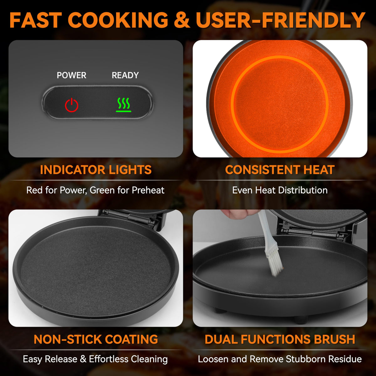 Baker's Friend non-stick cooking plates for easy cleanup and non-stick cooking.