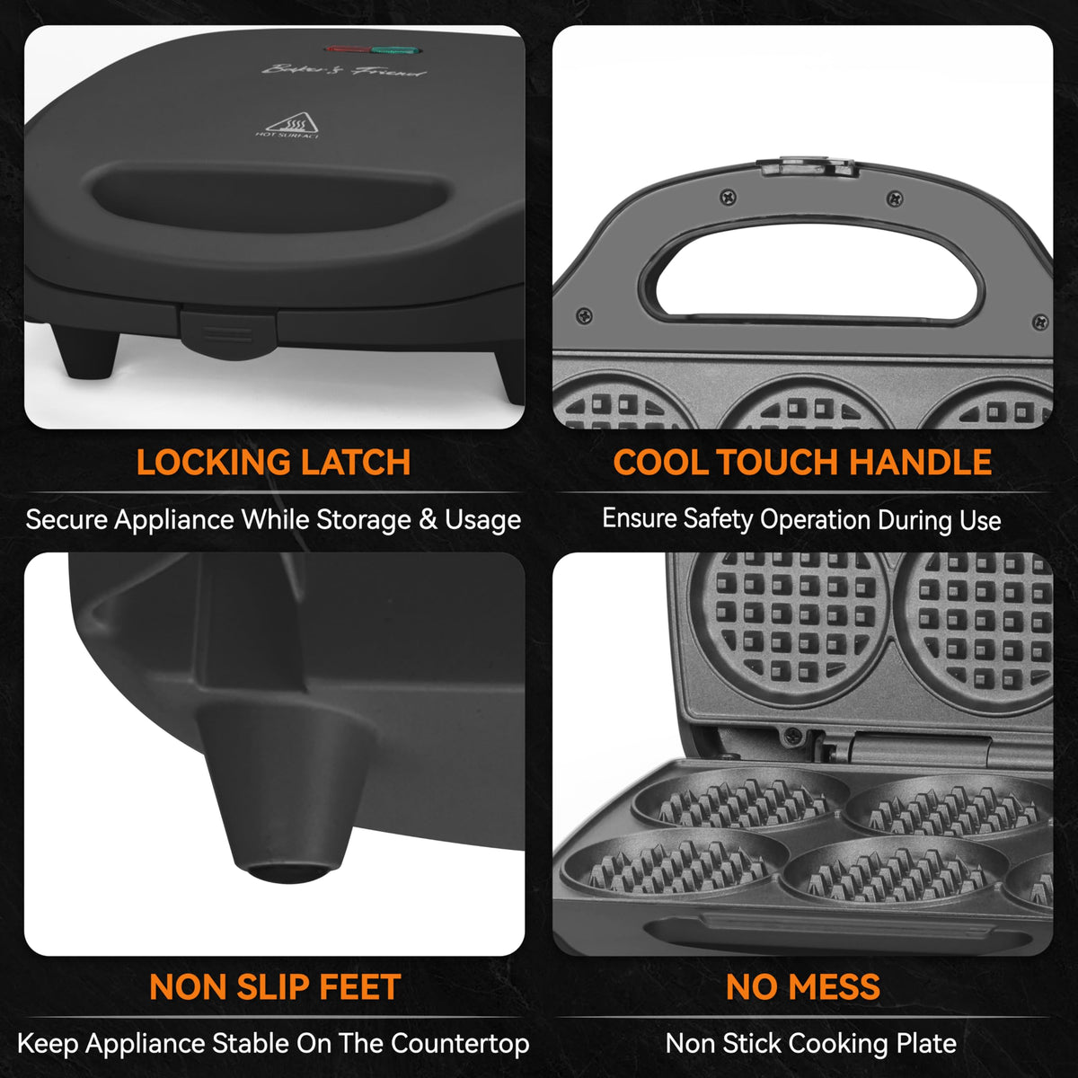 Baker's Friend non-stick surfaces release waffles easily