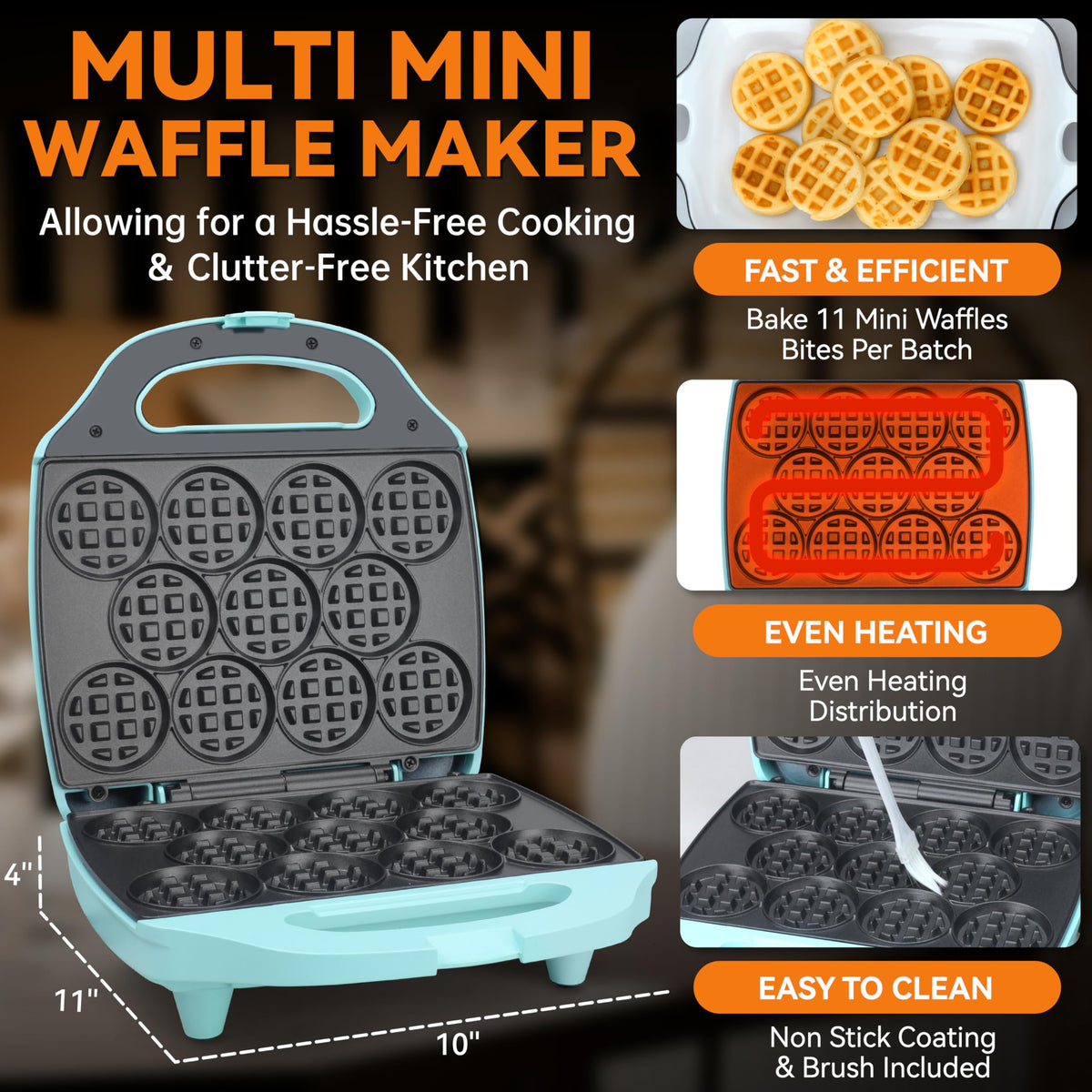 Baker's Friend nonstick surface ensures easy release and fast cleanup after waffles.