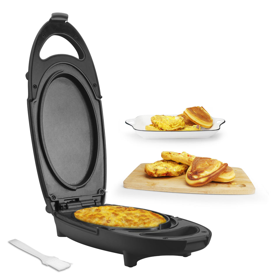 Baker's Friend Omelette Maker front view—compact, quick breakfast solution