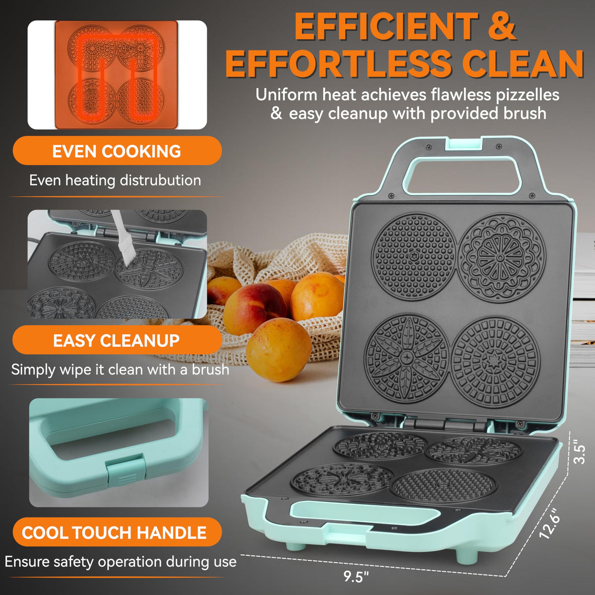 Baker's Friend nonstick plates ensure even browning and easy release.