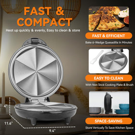 Baker's Friend Quesadilla Maker deep cavities for stuffed quesadillas