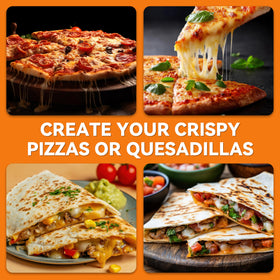 Baker's Friend 1400W rapid heat for crisp pizzas and fast snacks.