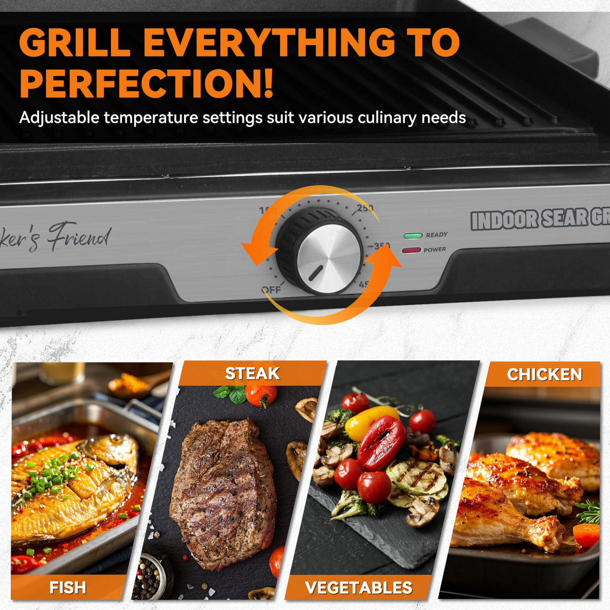 Baker's Friend smokeless grill dishwasher-safe parts simplify cleanup after grilling.