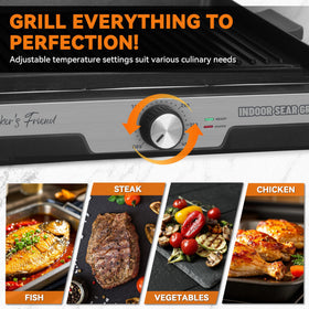 Baker's Friend smokeless grill dishwasher-safe parts simplify cleanup after grilling.