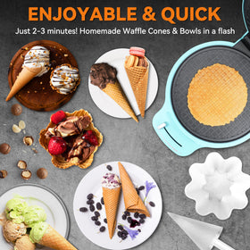 Baker's Friend waffle bowl attachment forming ridged, wrinkle-free bowl