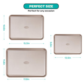 Baker's Secret cookie sheets with diamond texture for even browning.