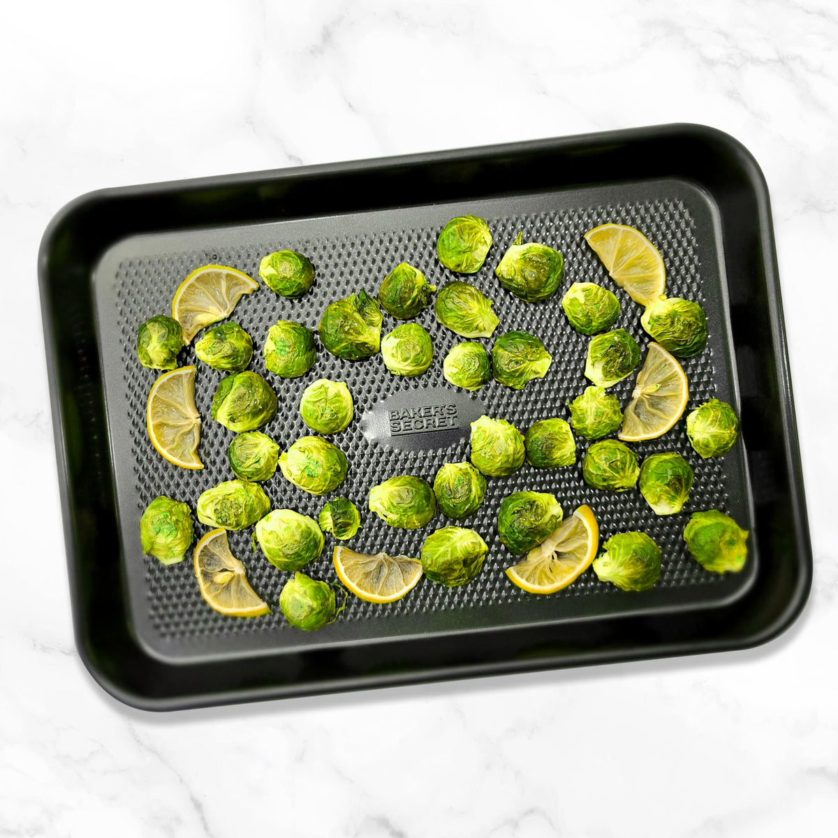 Baker's Secret oven-safe tray up to 450F for versatile cooking