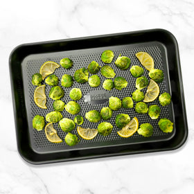Baker's Secret oven-safe tray up to 450F for versatile cooking