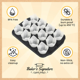 Baker's Signature 200-pack tulip liners close-up emphasizes reliable shape for uniform rise.