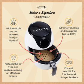 Baker's Signature bamboo steamer liners prevent curling and ensure even heat distribution.