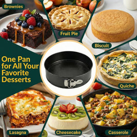 Baker's Signature cheesecake pan supports water-bath baking for delicate desserts.