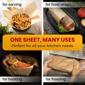 Baker's Signature parchment resists curling and tearing during high-heat baking.