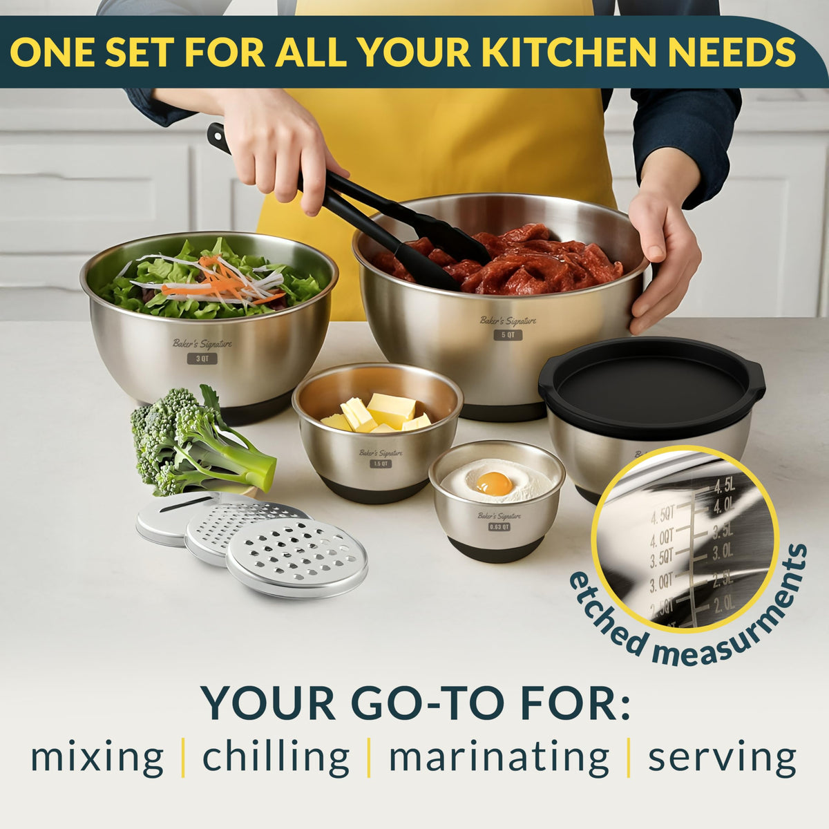 Baker's Signature bowls are dishwasher safe for quick cleanup.