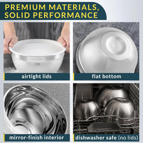 Baker's Signature dishwasher safe metal bowls are easy to clean.
